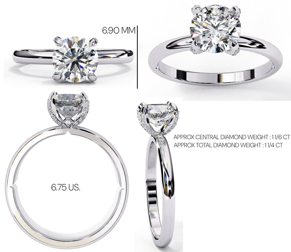 Radiant Central Stone Diamond Ring with Shimmering Side Accents