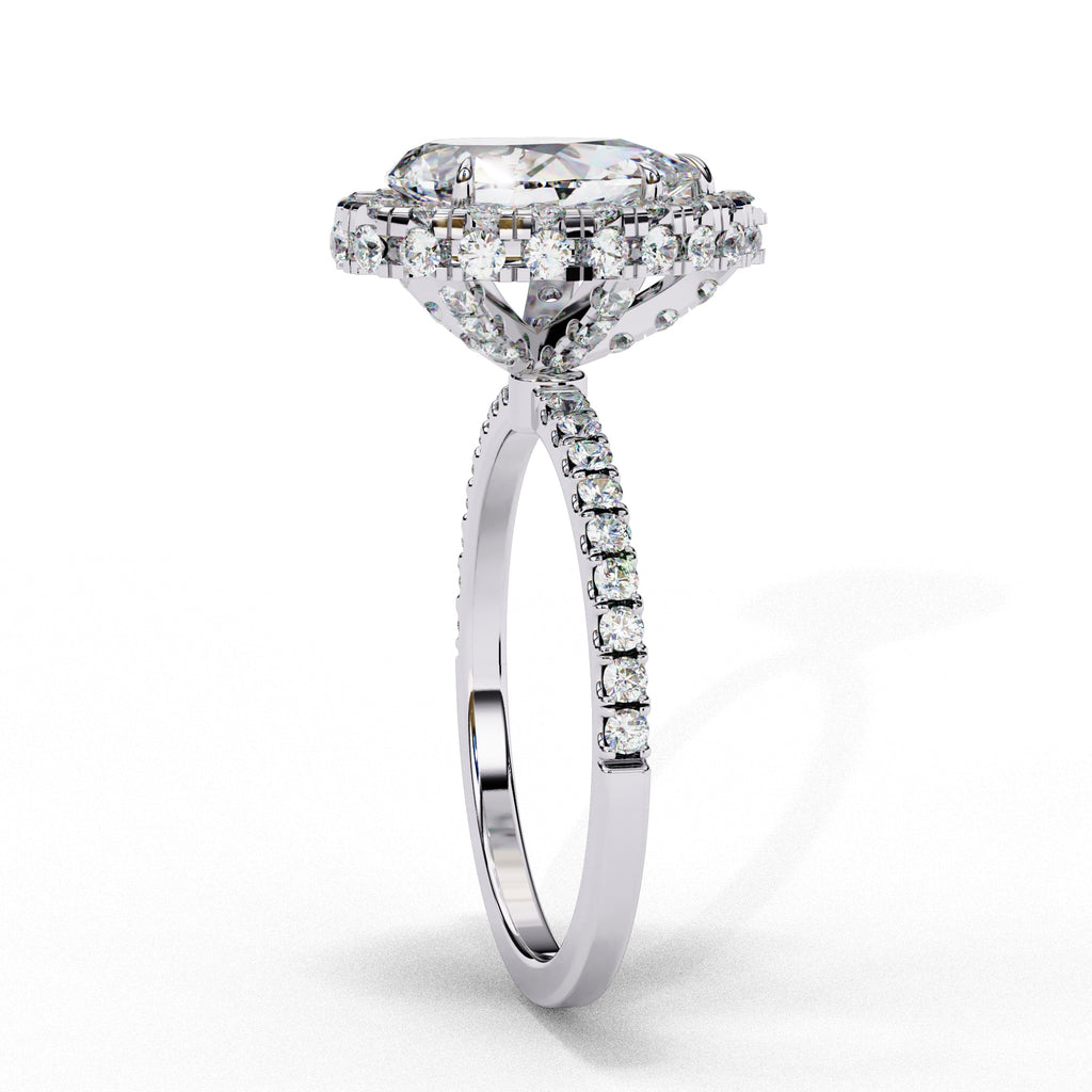 Elegant Central Stone Diamond Halo Ring