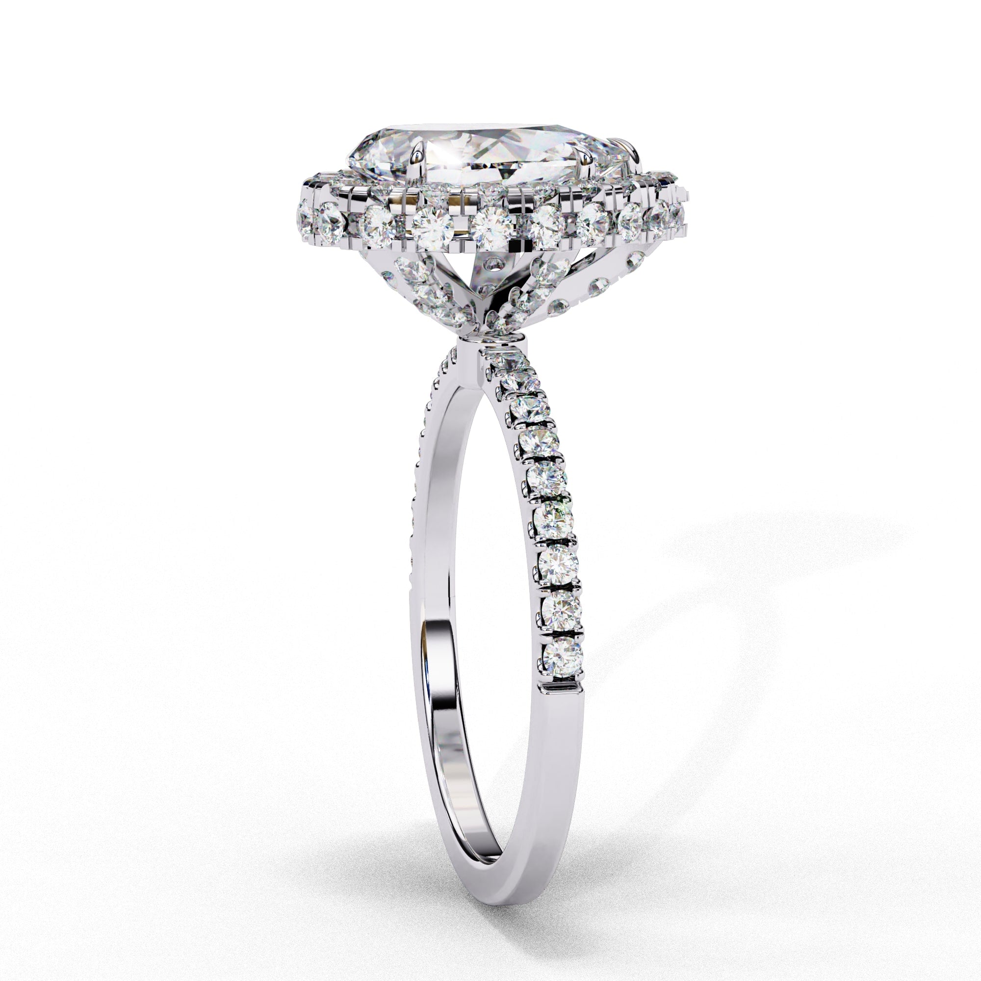 Elegant Central Stone Diamond Halo Ring