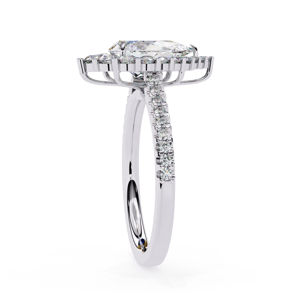 Radiant Central Stone Diamond Side Accent Ring