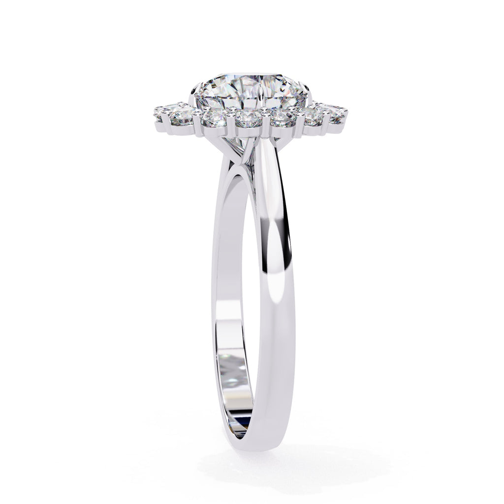 Elegant Central Stone Diamond Halo Ring