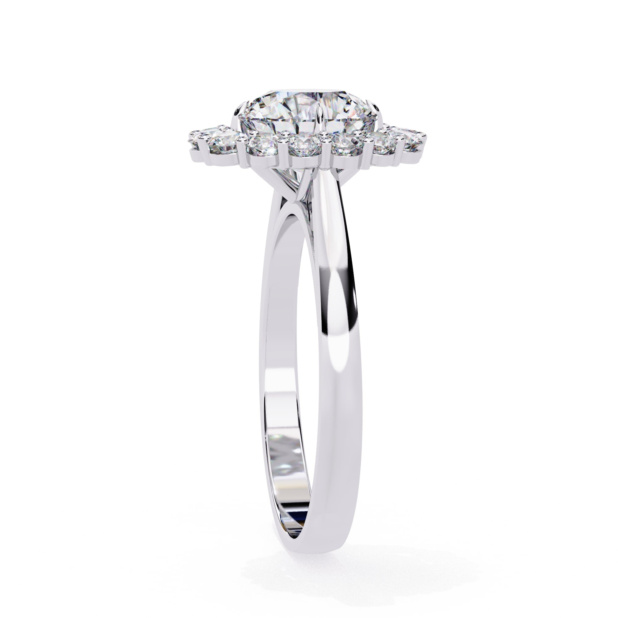 Elegant Central Stone Diamond Halo Ring