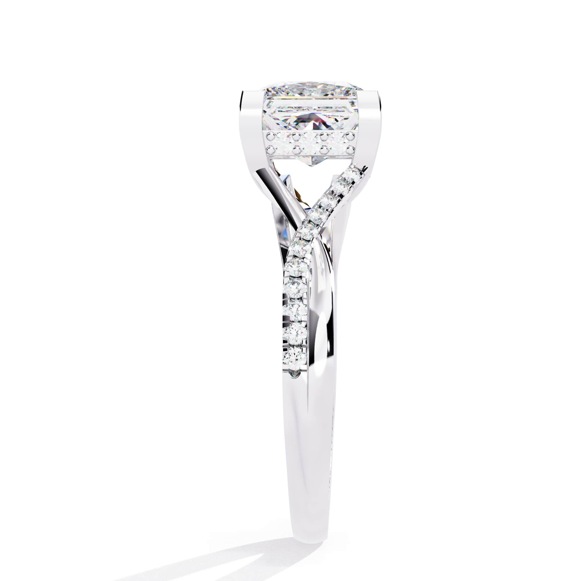 Radiant VVS Emerald Cut Central Brilliance Ring