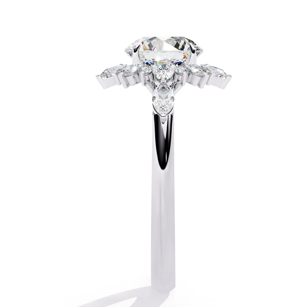 Radiant Central Stone Diamond Ring with Sparkling Side Accents