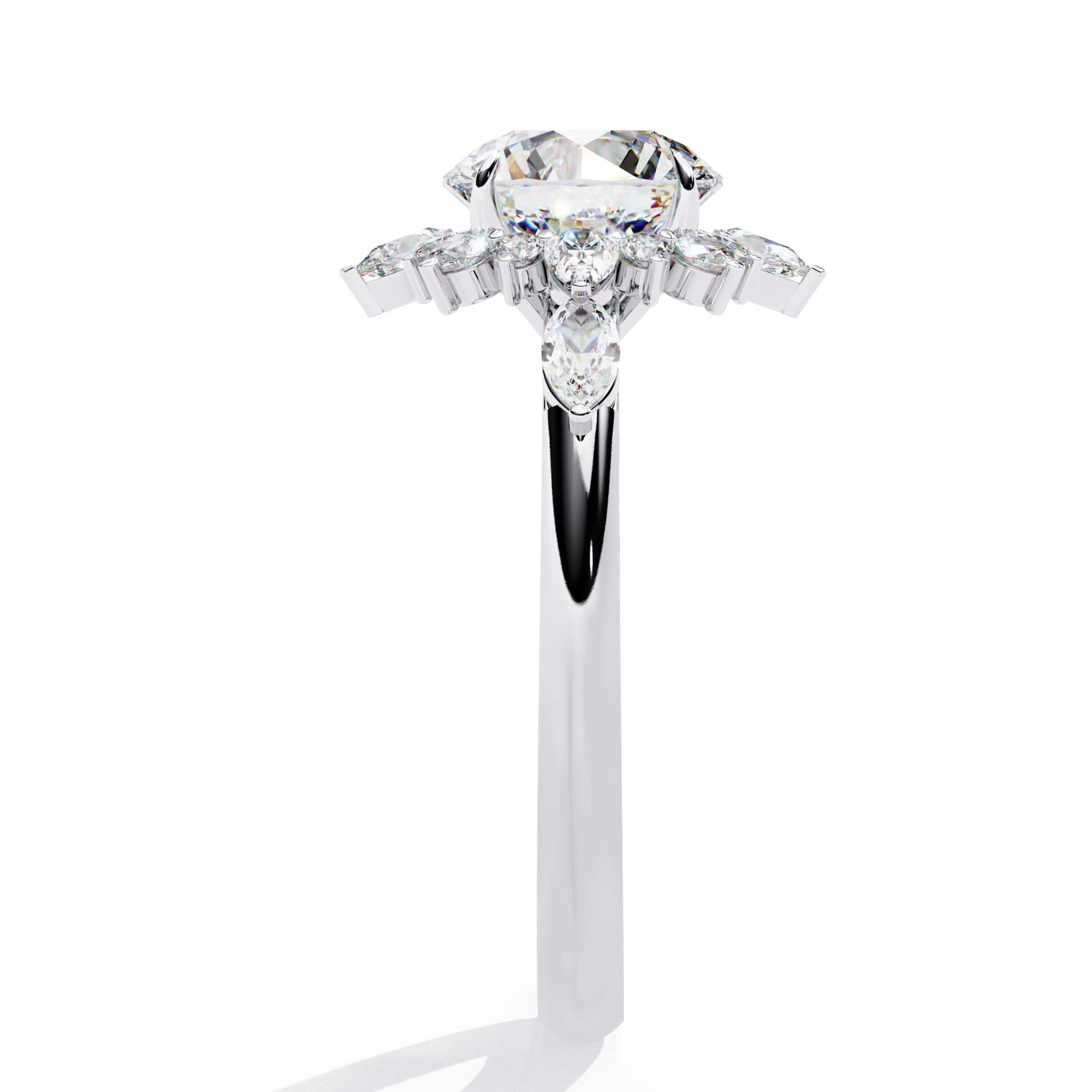 Radiant Central Stone Diamond Ring with Sparkling Side Accents