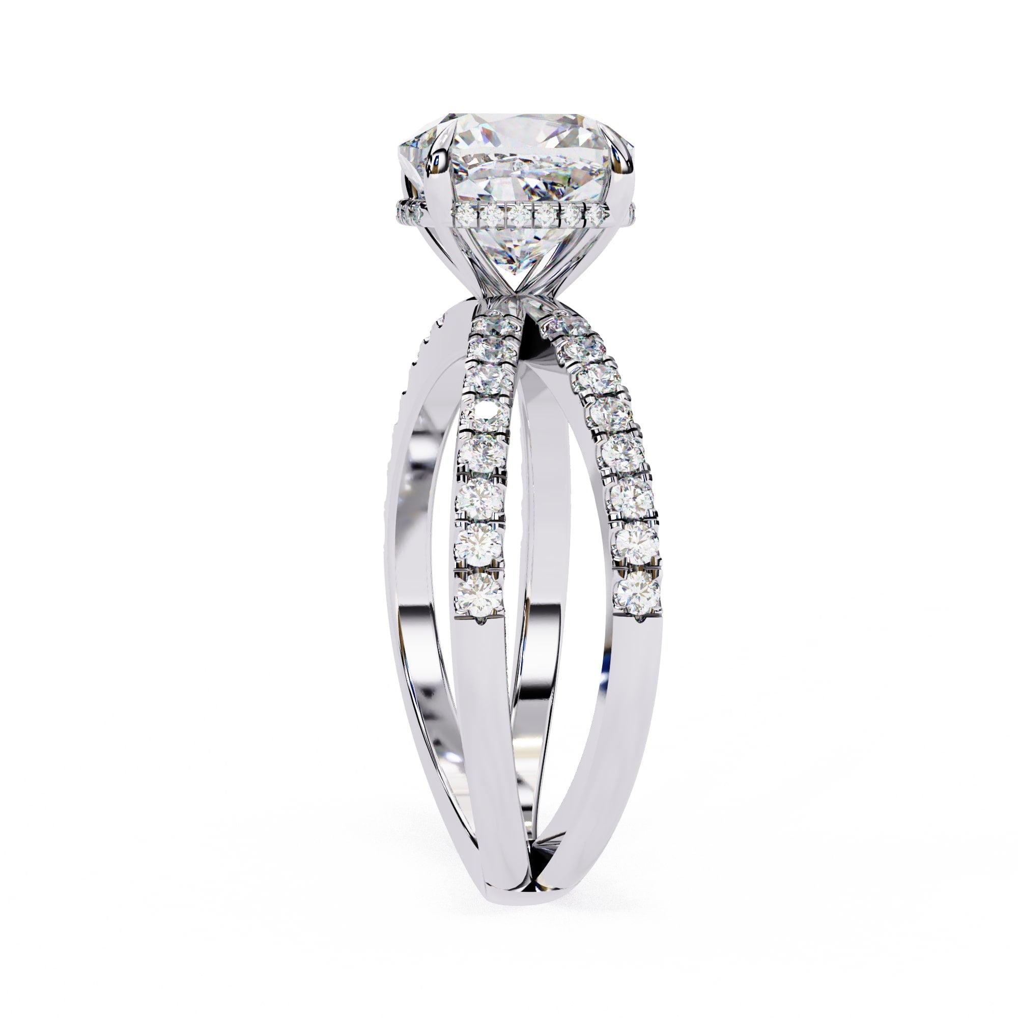 Elegant Central Stone Diamond Ring with Radiant Side Stones