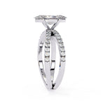 Radiant Central Stone Diamond Ring with Shimmering Side Accents