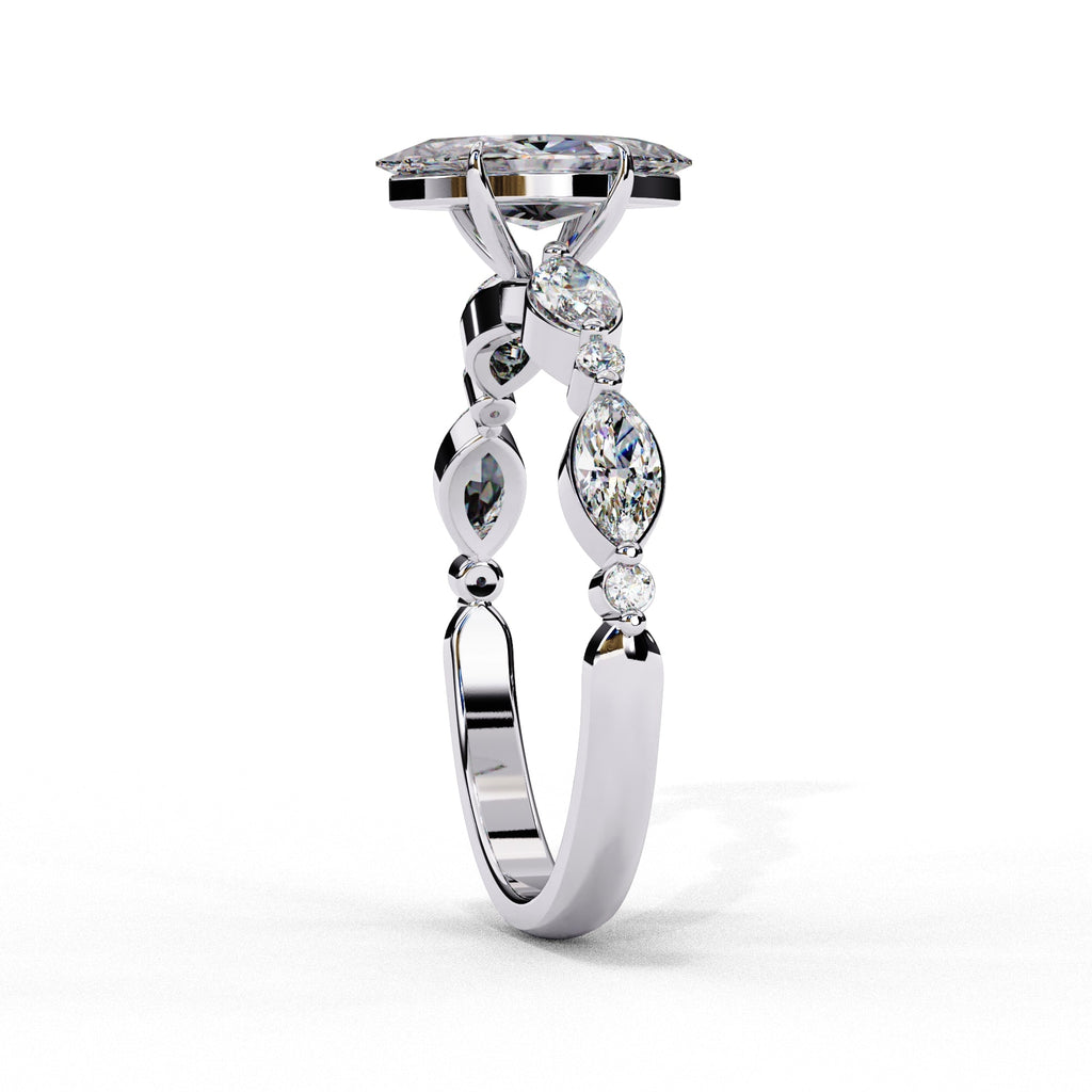 Elegant Central Stone Diamond Ring with Radiant Side Accents