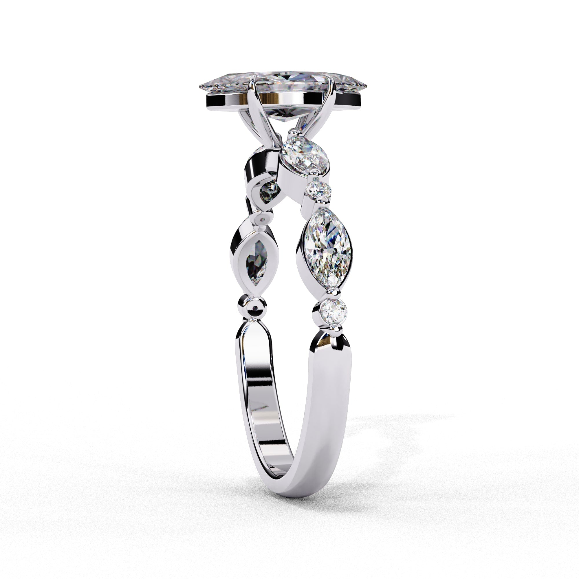 Elegant Central Stone Diamond Ring with Radiant Side Accents