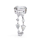 Radiant Central Stone Diamond Ring with Shimmering Side Accents
