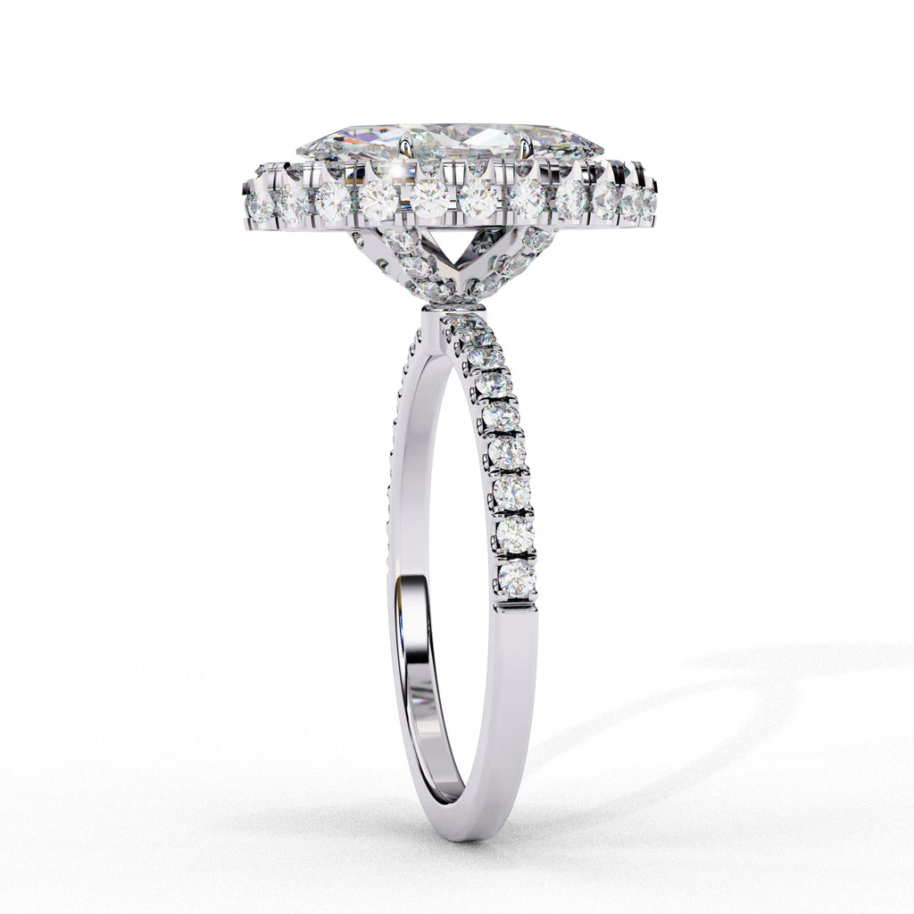 Radiant Diamond Cluster Central Stone Ring