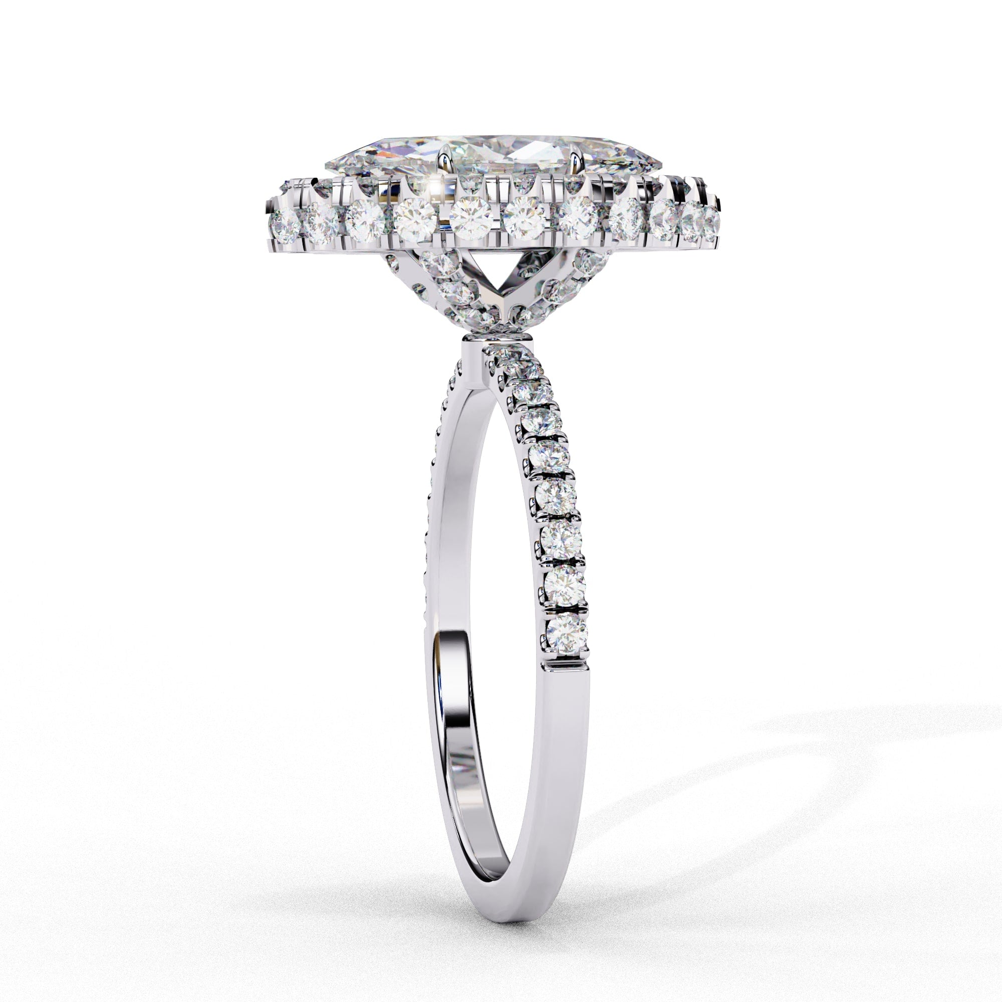 Radiant Diamond Cluster Central Stone Ring