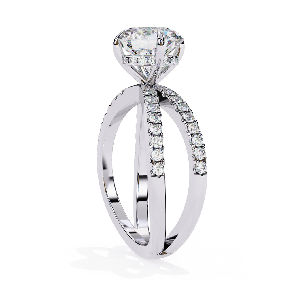 Radiant Central Stone Diamond Ring with Shimmering Side Accents