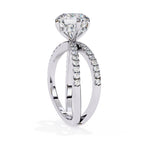 Radiant Central Stone Diamond Ring with Shimmering Side Accents