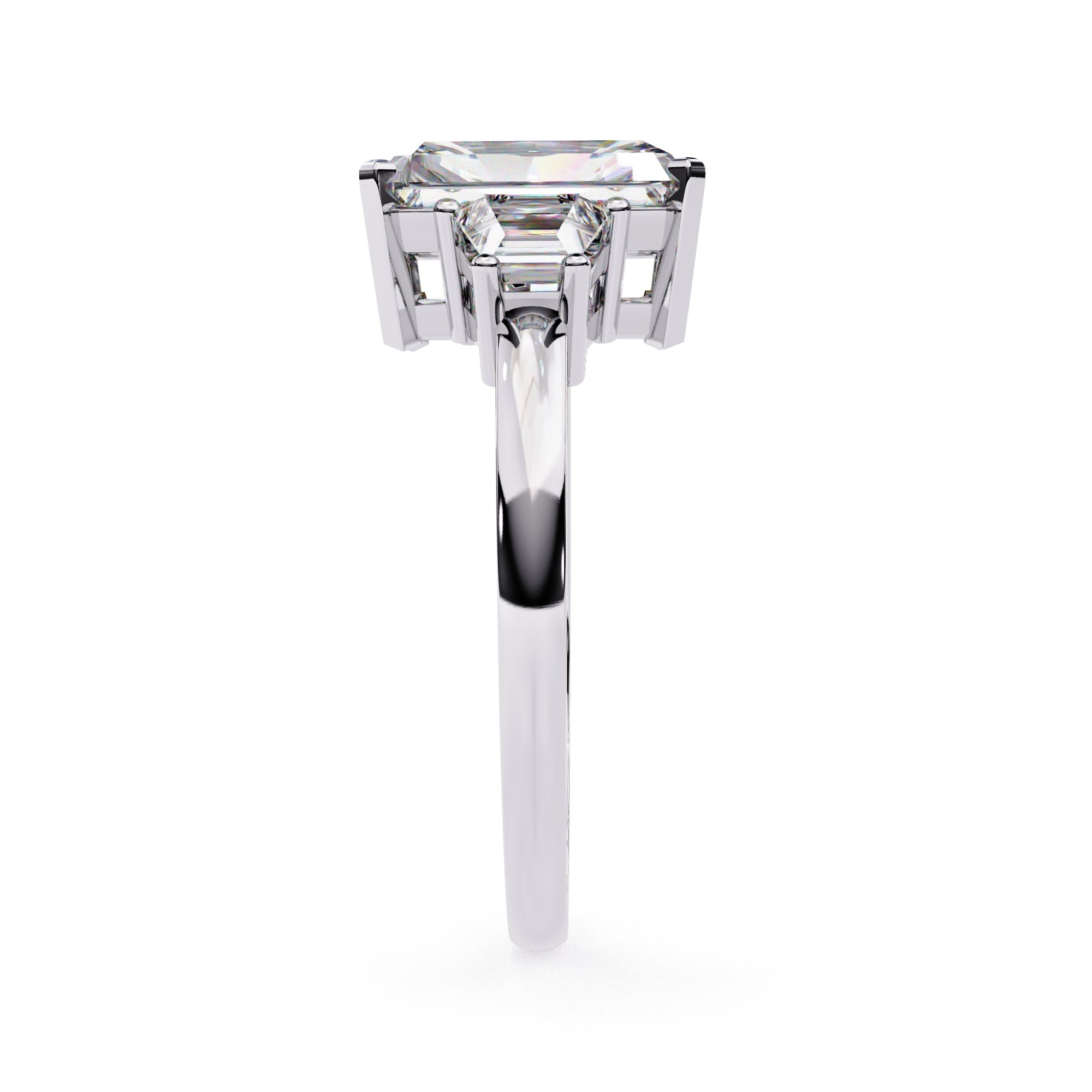 Radiant Central Stone Diamond Side Accents Ring