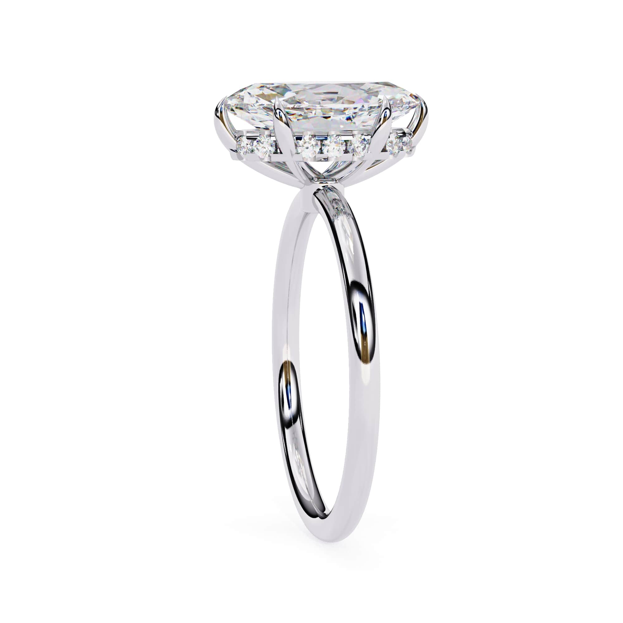Elegant Diamond Central Stone Side Accent Ring