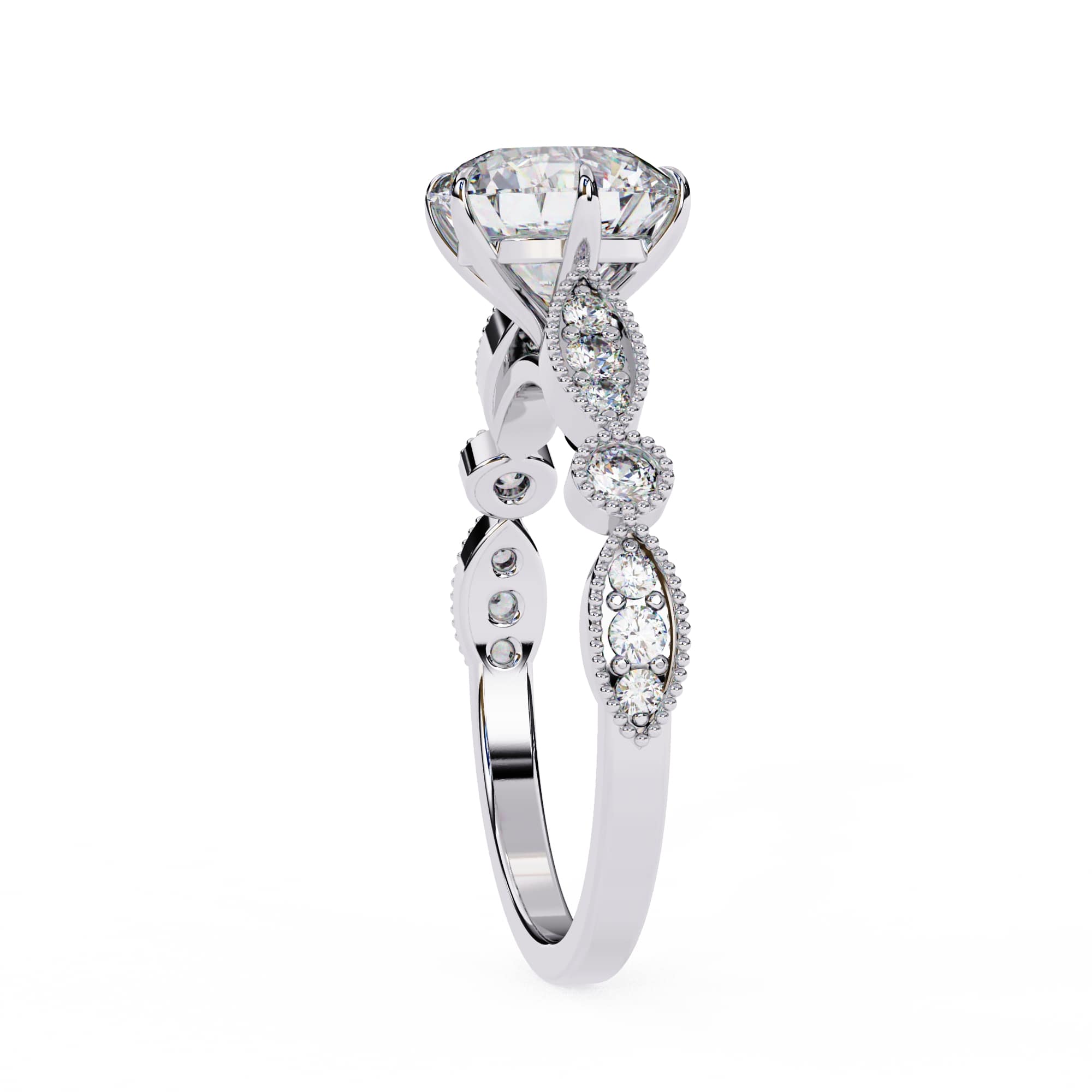 Elegant Central Stone Diamond Ring with Radiant Side Accents