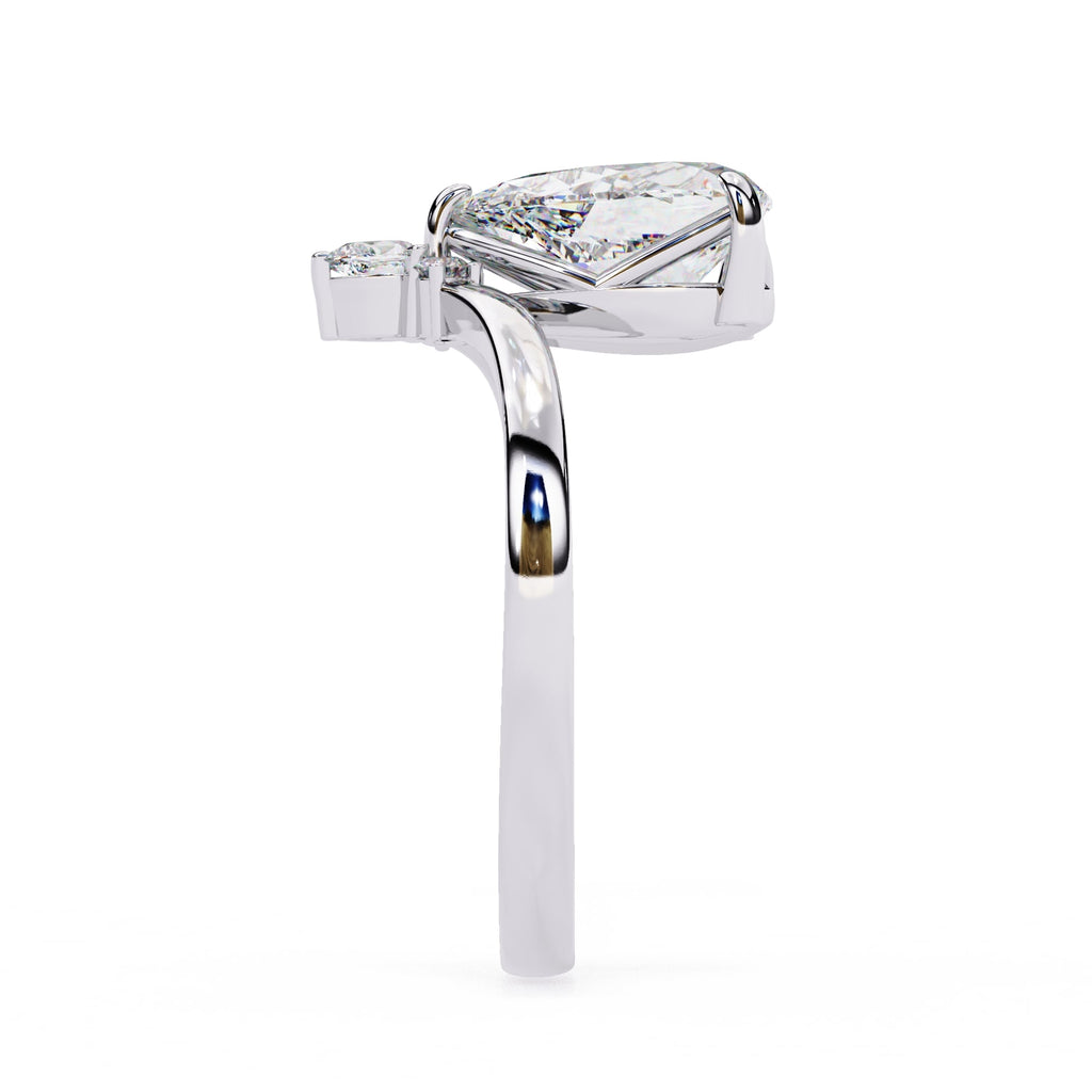 Radiant Central Stone Diamond Ring with Shimmering Side Accents