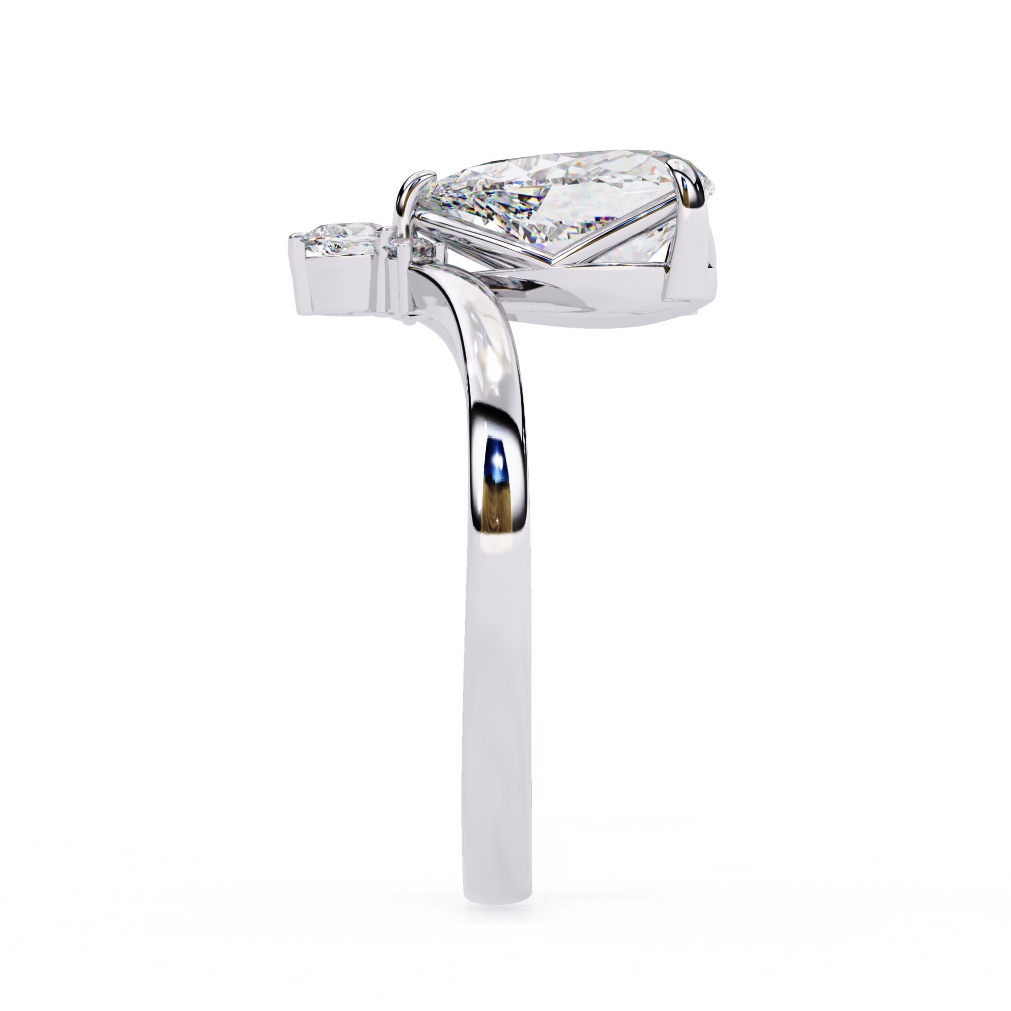Radiant Central Stone Diamond Ring with Shimmering Side Accents