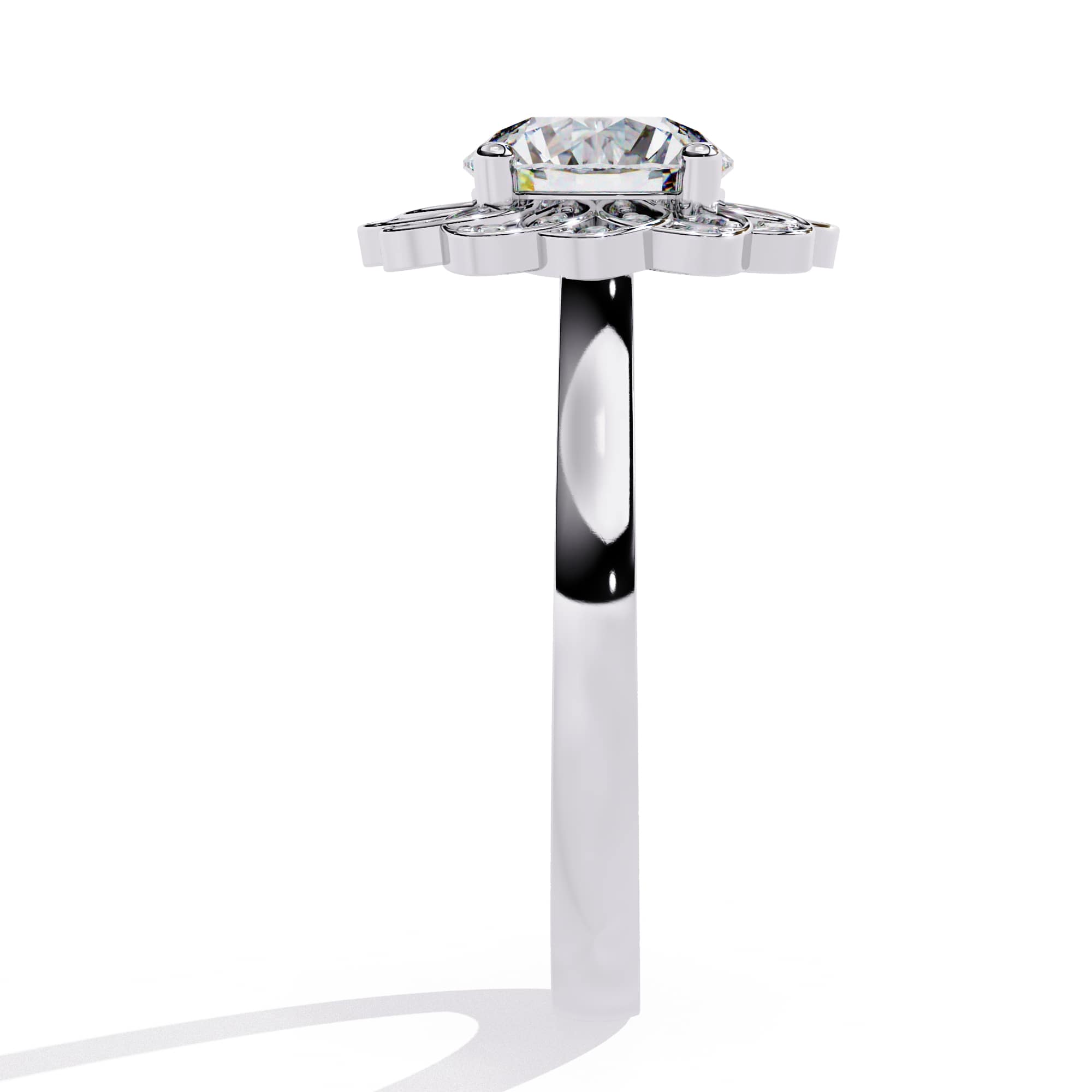 Elegant Central Stone Diamond Ring with Side Brilliance