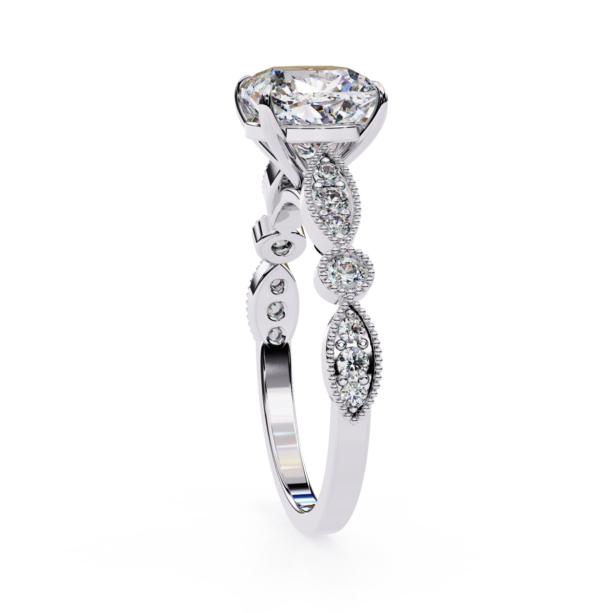Elegant Diamond Central Stone Ring with Brilliant Side Accents