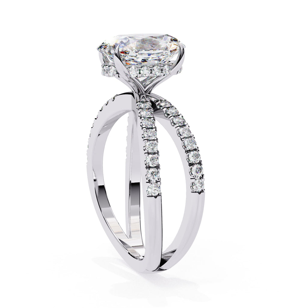 Elegant Central Stone Diamond Side Accent Ring