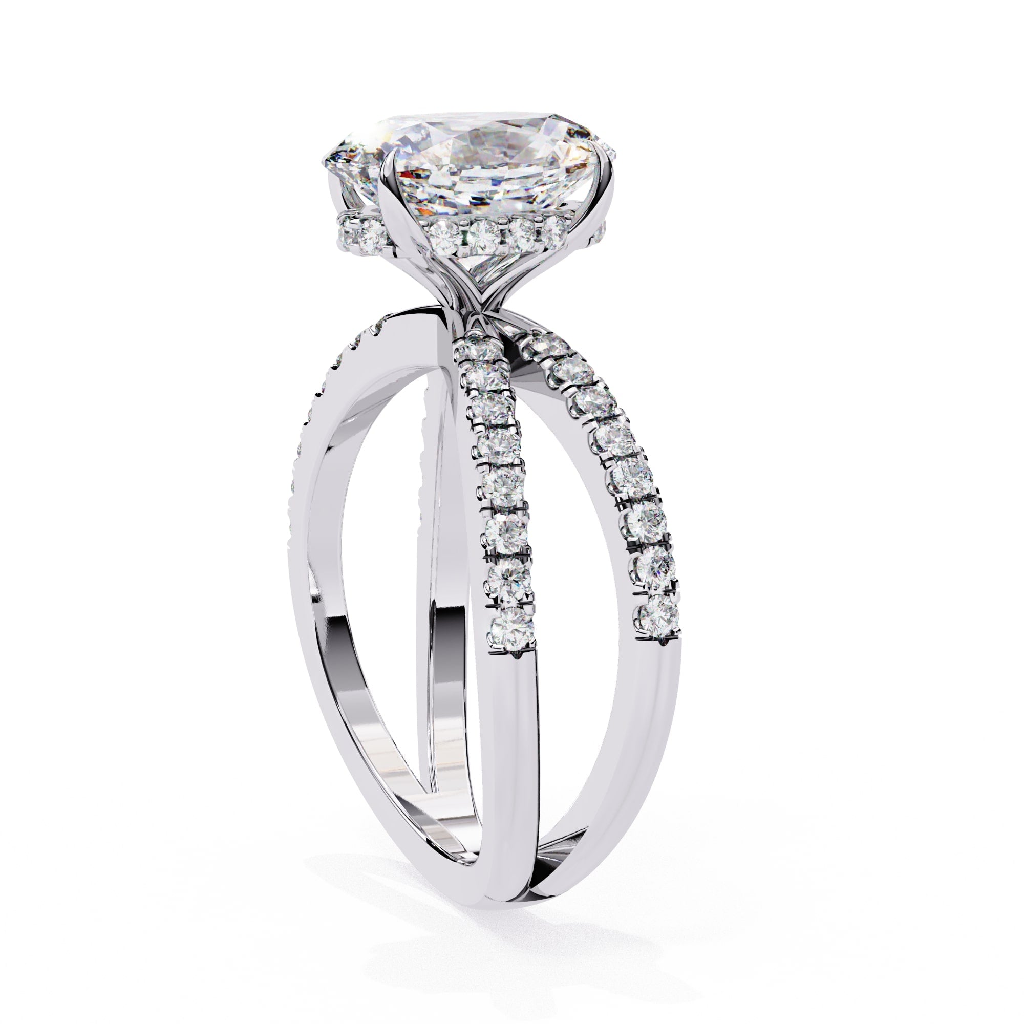 Elegant Central Stone Diamond Side Accent Ring