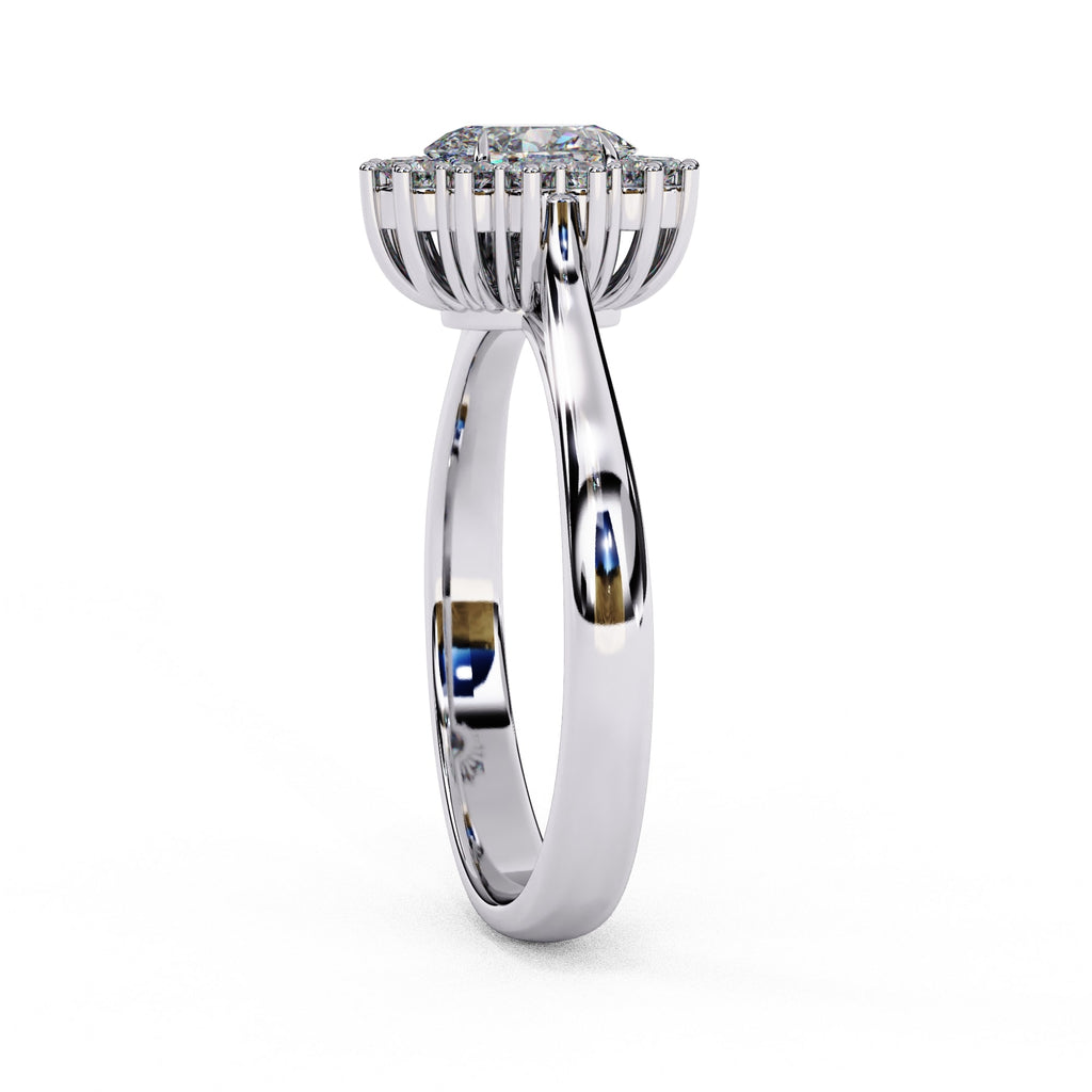 Elegant Central Stone Diamond Side Accent Ring