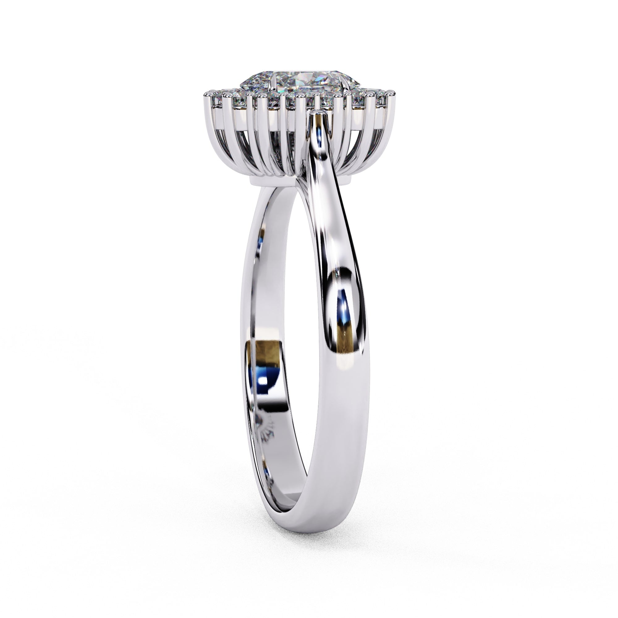 Elegant Central Stone Diamond Side Accent Ring