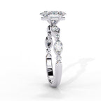 Radiant Central Stone Diamond Ring with Shimmering Side Accents