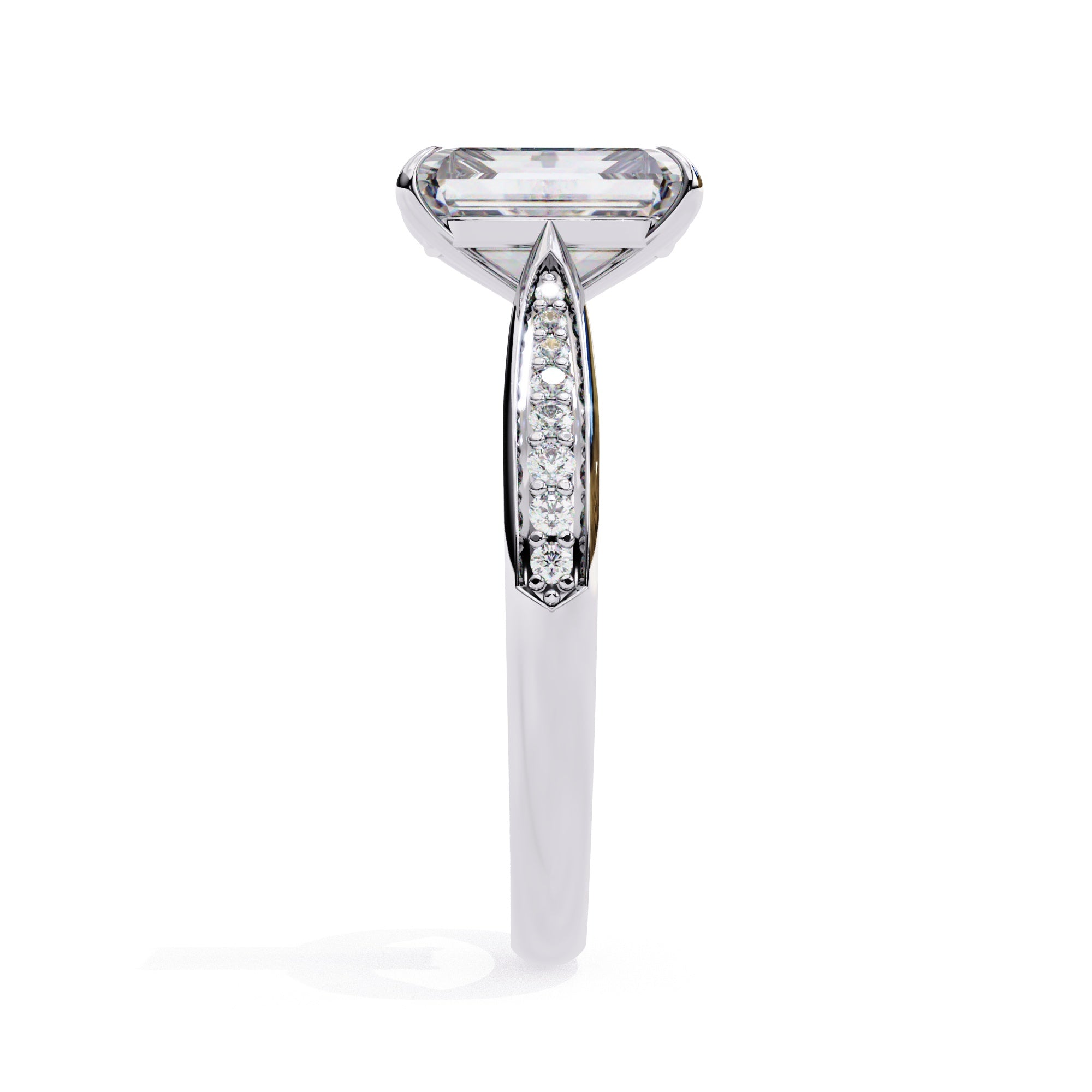 Elegant Central Stone Diamond Side Accent Ring