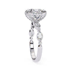 Radiant Central Stone Diamond Ring with Shimmering Side Accents