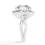 Radiant Central Stone Diamond Ring with Shimmering Side Accents
