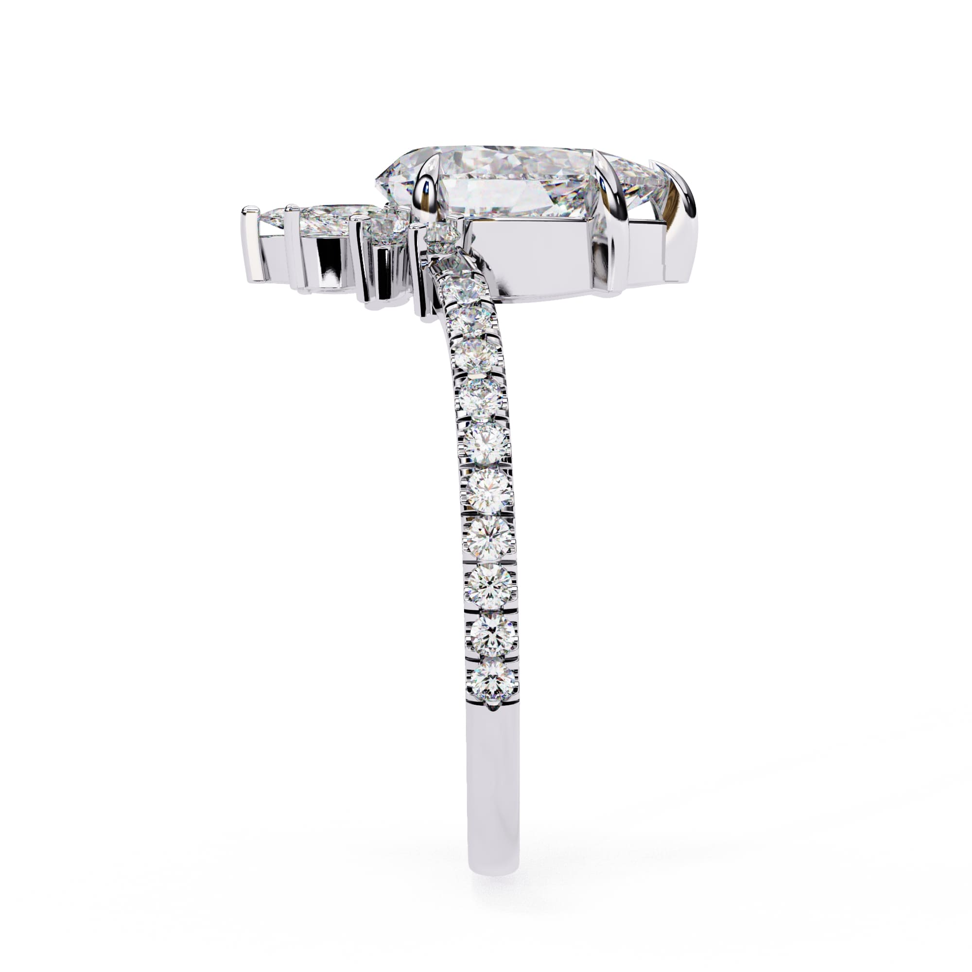 Elegant Central Stone Diamond Ring with Side Accents