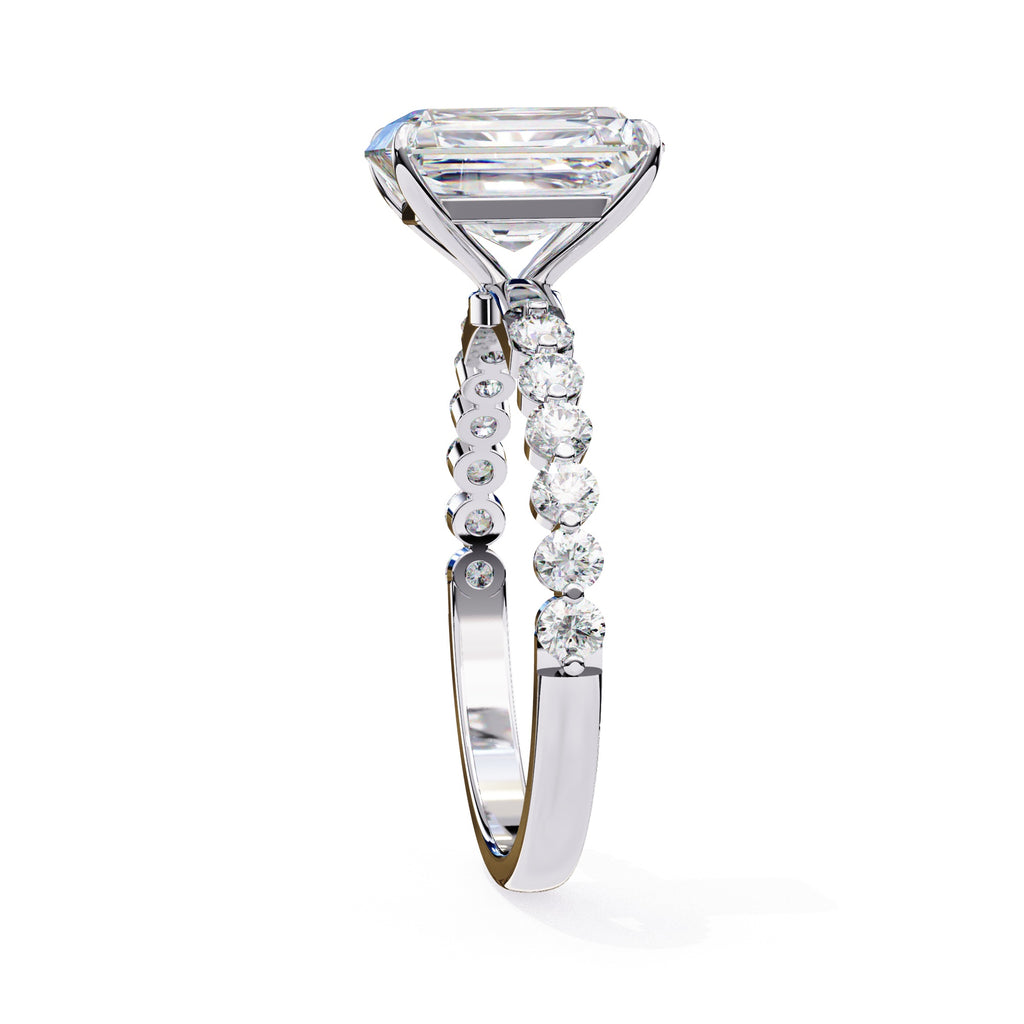 Radiant Central Stone Diamond Ring with Shimmering Accents