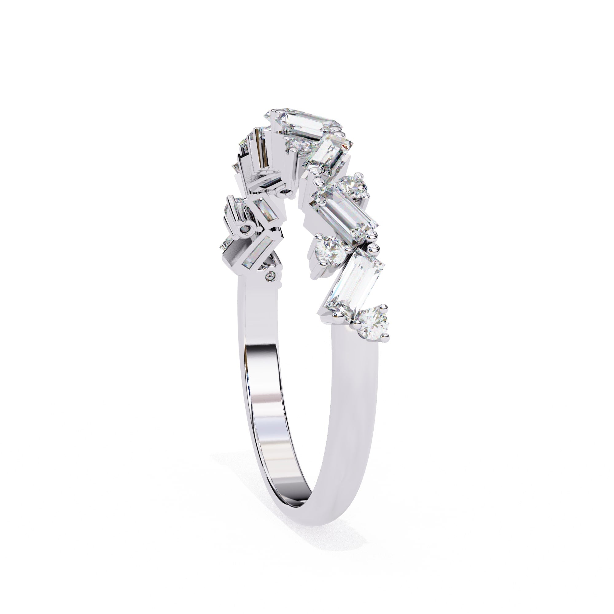 Radiant Diamond Side Stone Eternity Ring