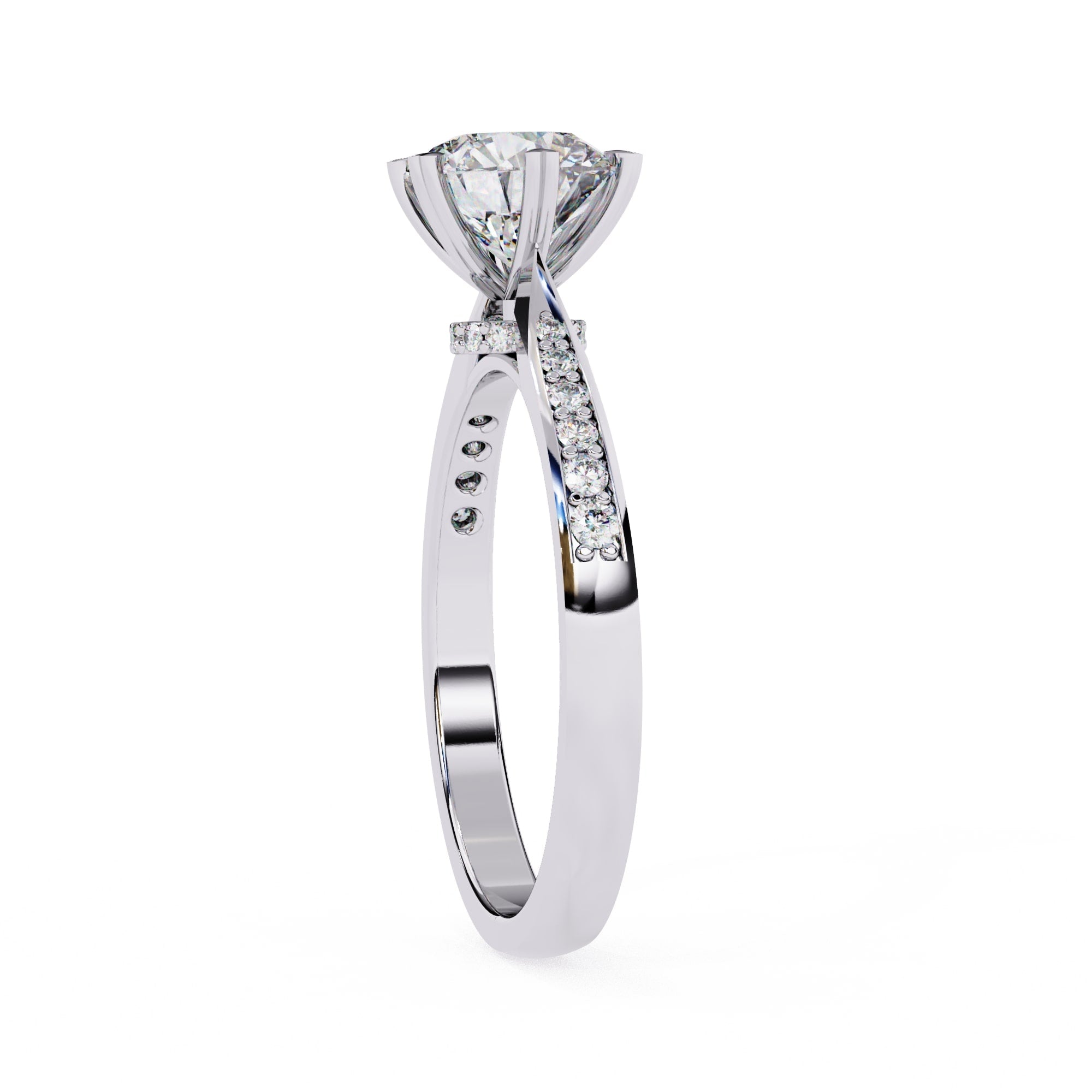 Elegant Central Stone Diamond Ring with Radiant Side Accents