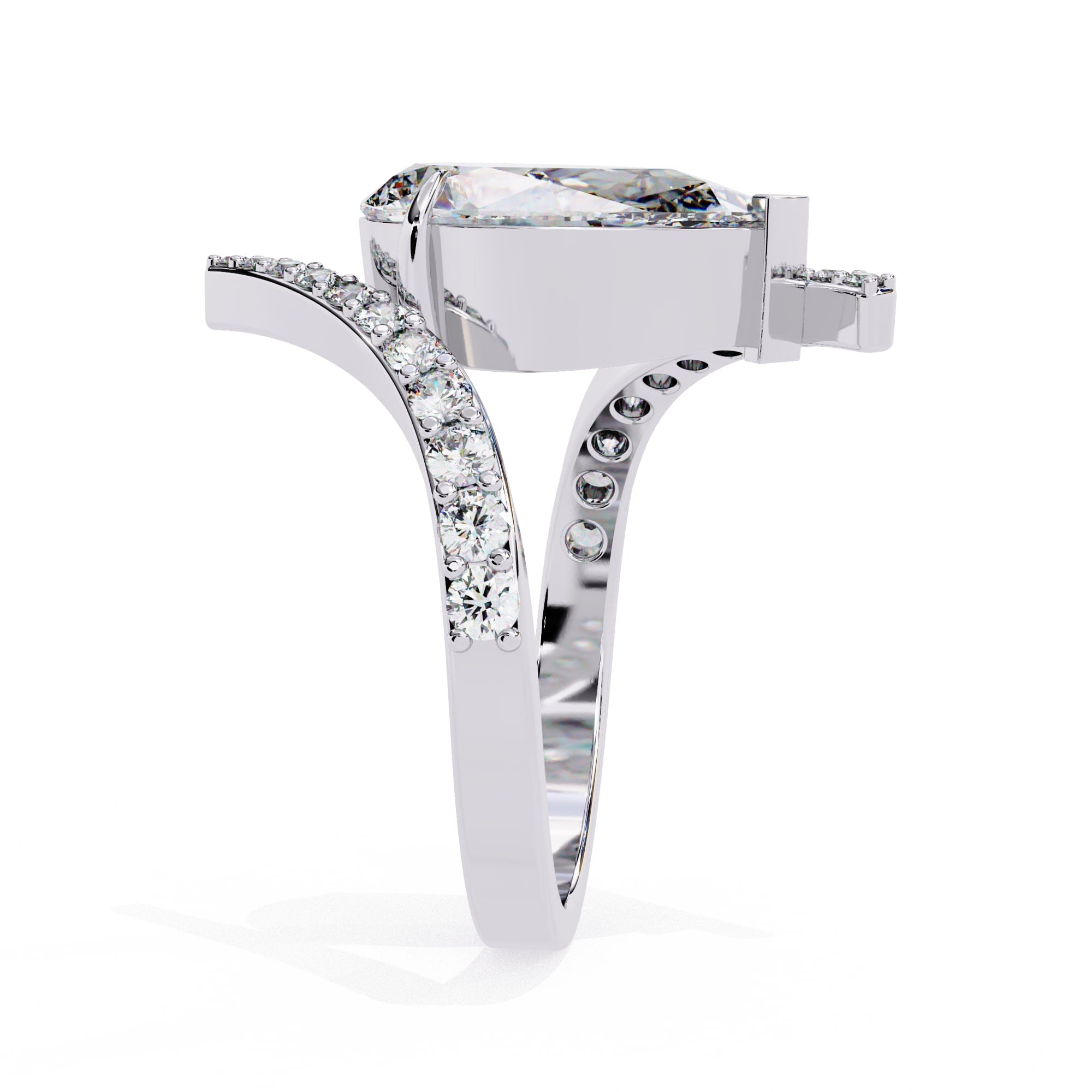 Radiant Central Stone Diamond Ring with Side Accents