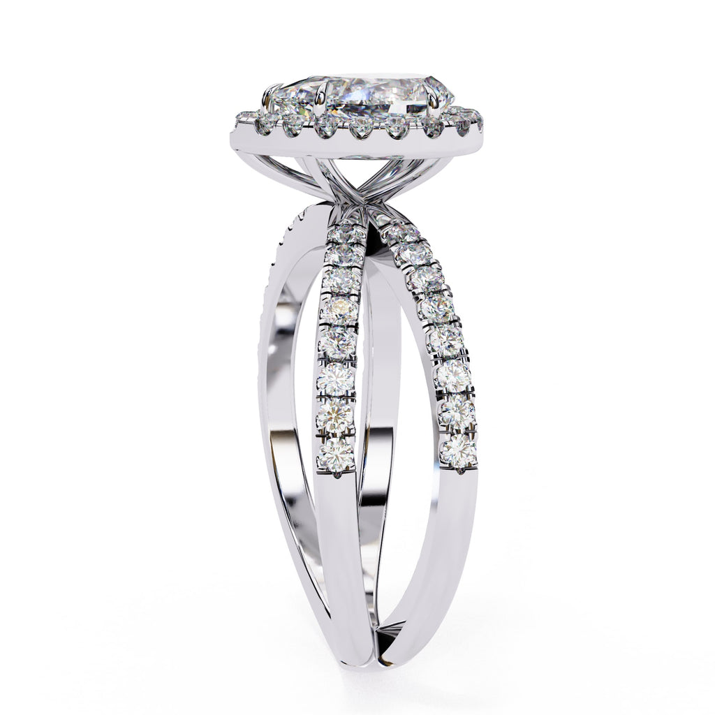 Radiant Central Stone Diamond Ring with Shimmering Side Accents
