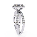 Radiant Central Stone Diamond Ring with Shimmering Side Accents