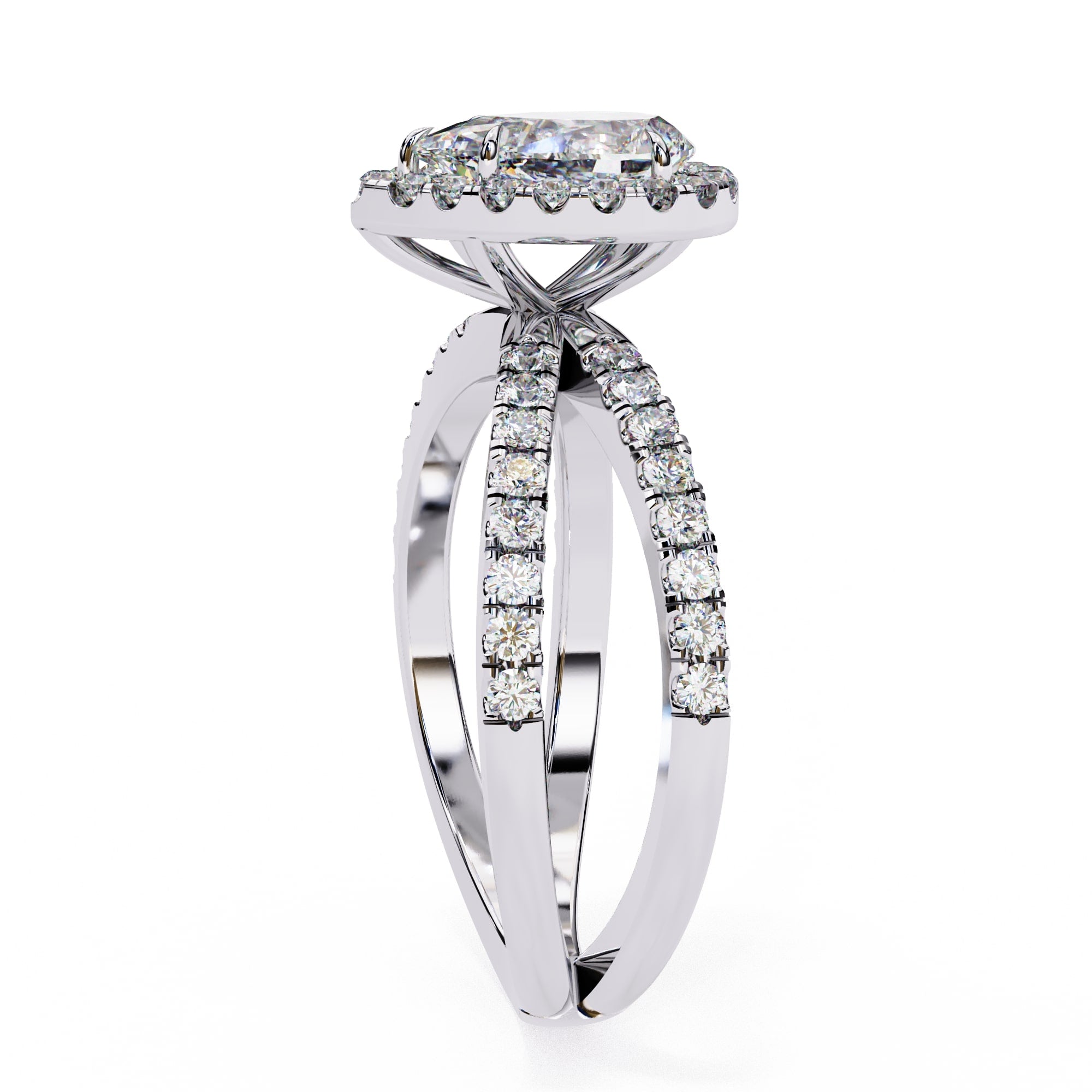 Radiant Central Stone Diamond Ring with Shimmering Side Accents