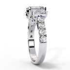 Radiant Multi-Stone Diamond Ring with Brilliant Side Accents