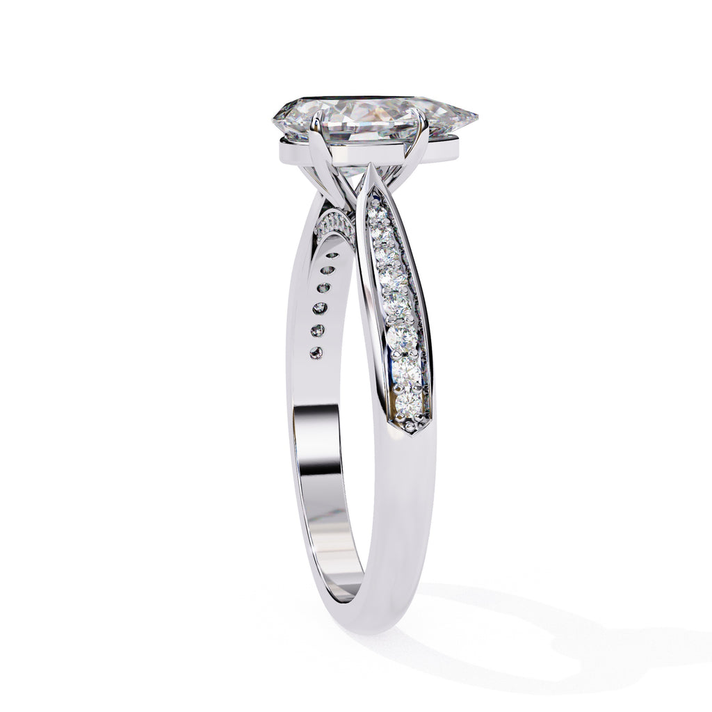 Radiant Central Stone Diamond Ring with Shimmering Side Accents