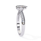 Radiant Central Stone Diamond Ring with Shimmering Side Accents