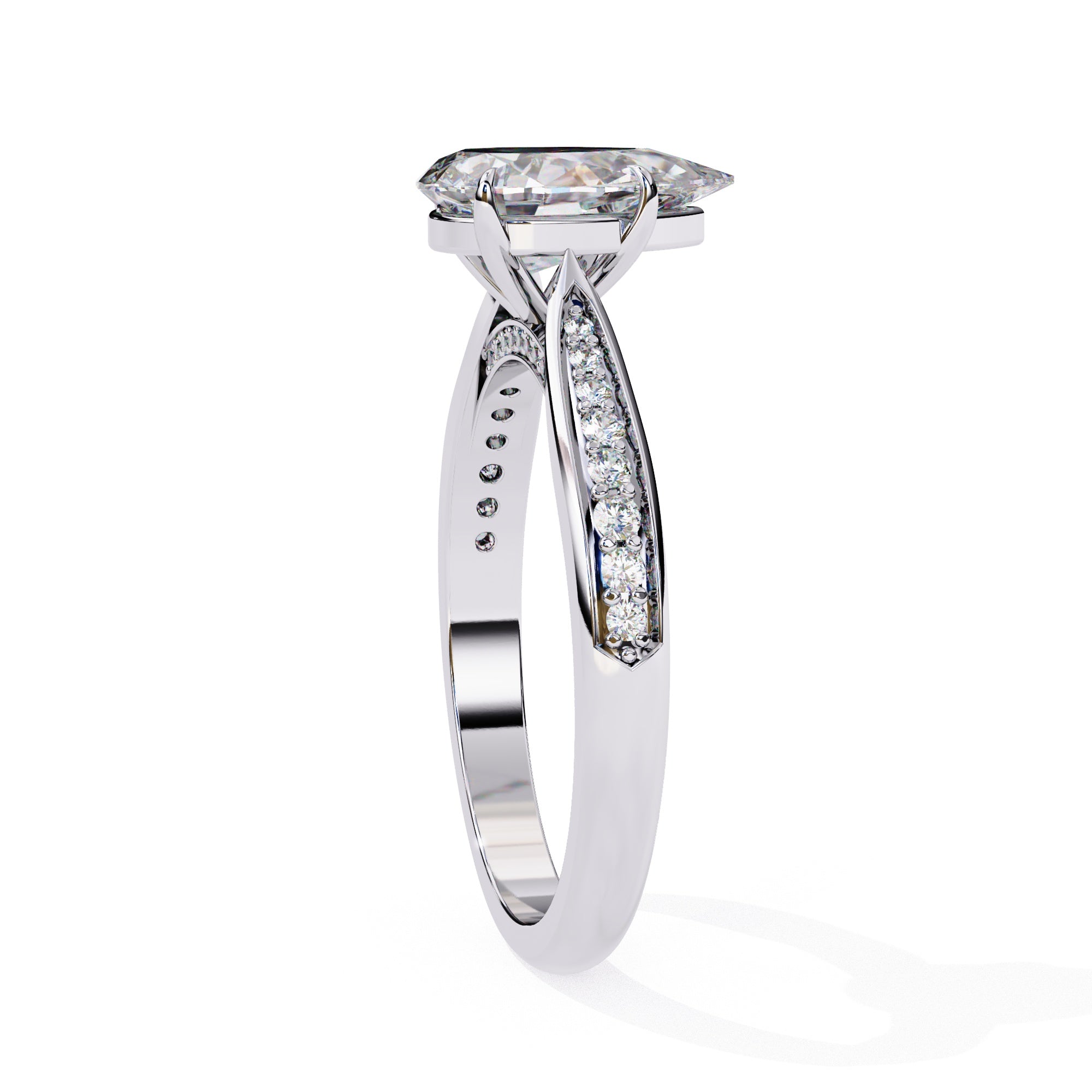 Radiant Central Stone Diamond Ring with Shimmering Side Accents