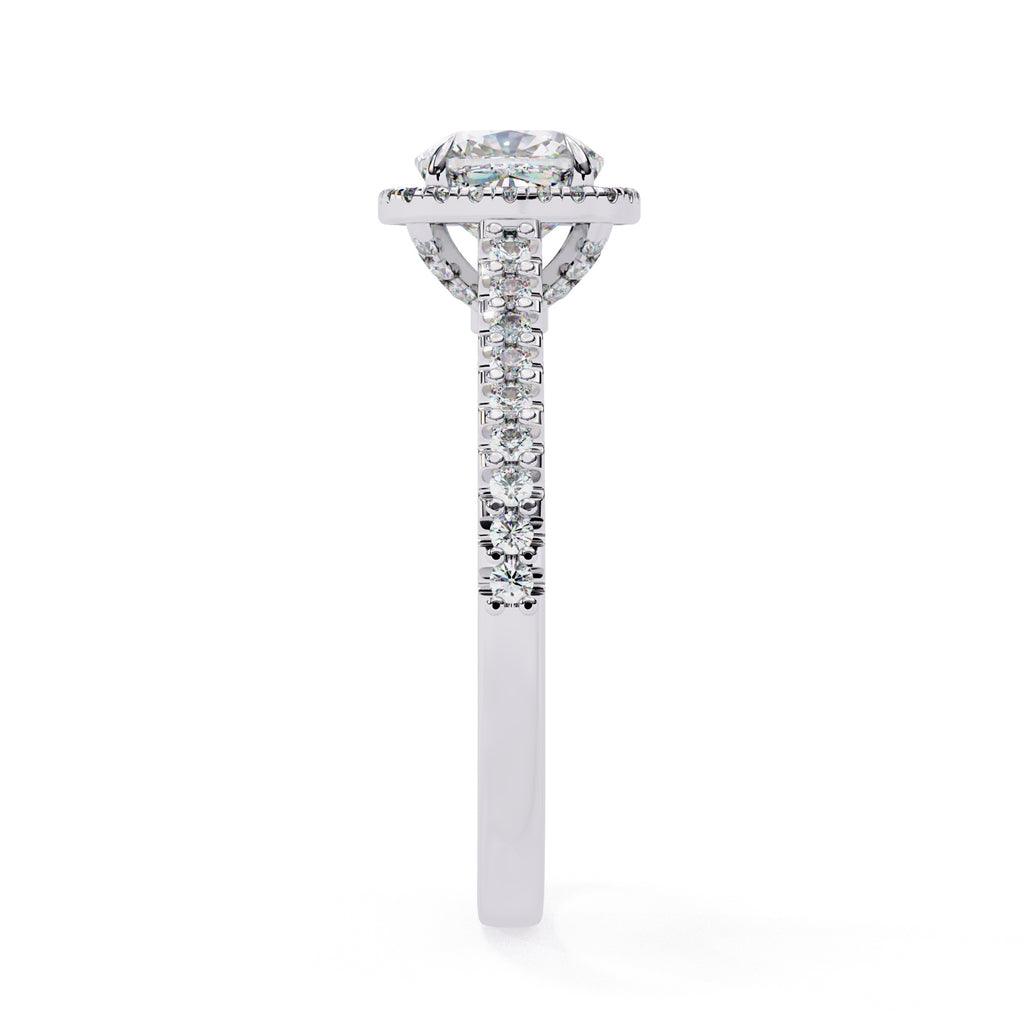 Radiant Central Stone Diamond Ring with Shimmering Side Accents