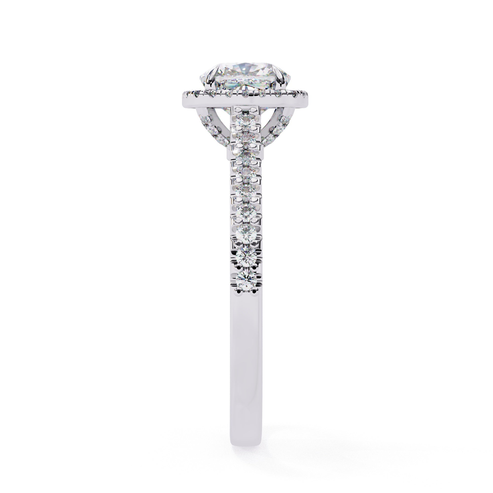 Radiant Central Stone Diamond Ring with Shimmering Side Accents