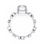 Radiant Central Stone Diamond Ring with Shimmering Side Accents