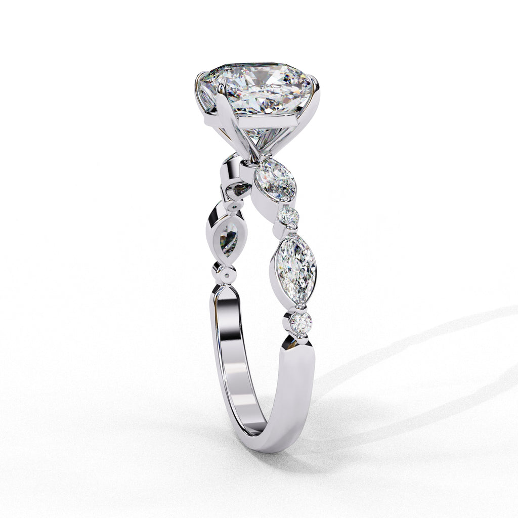 Elegant Diamond Central Stone Ring with Brilliant Side Accents
