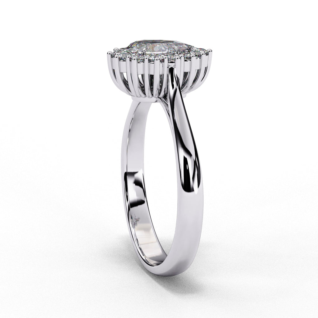 Elegant Central Stone Diamond Halo Ring